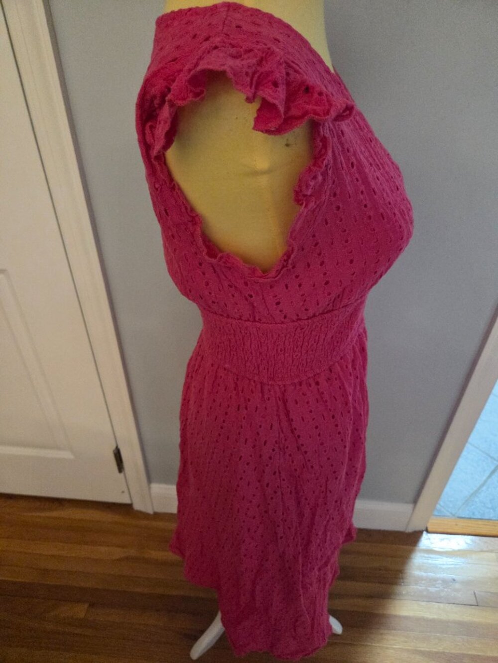 Eyelet Butterfly Sleeve Ruffle Dress - Picture 4 of 4